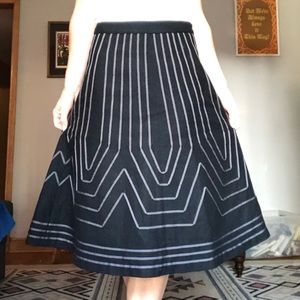 Boden Black Midi Skirt with Dark Grey Accents